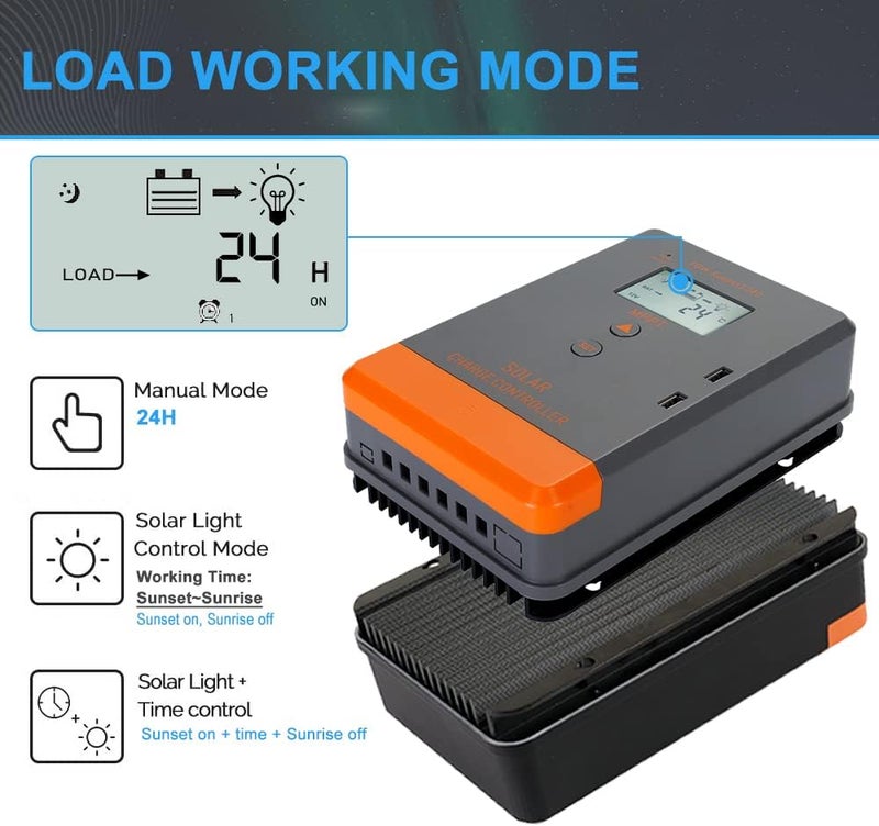 PowMr تحكم شحن الطاقة الشمسية MPPT 12V 24V 30Amp، وحدة تحكم mppt 30a منظم الطاقة الشمسية 30Aw/LCD عرض لبطاريات AGM، جل، مغمورة وليثيوم - Image 3